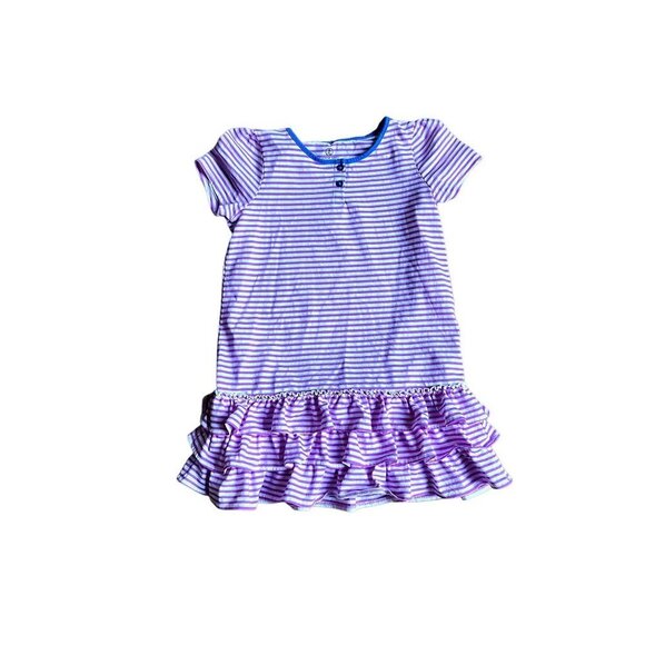 Lands End Girls Pink White Striped Summer Dress 7 - Picture 3 of 7